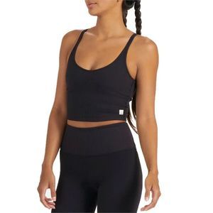 Vuori Black Ribbed Tank Crop Top